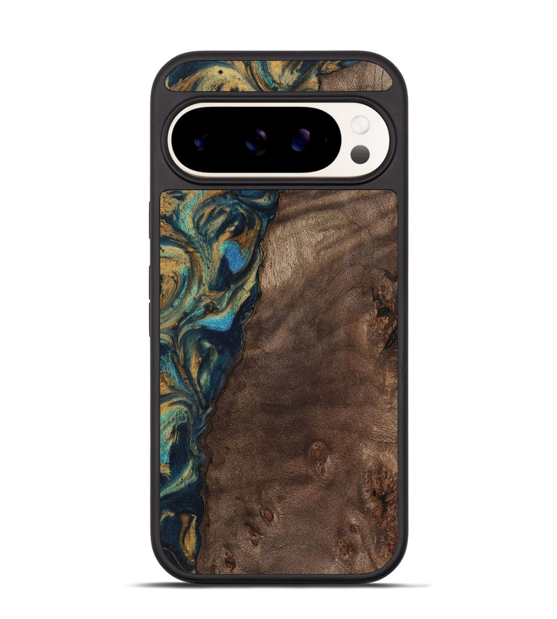 Pixel 9 Wood Phone Case - Sonia (Teal & Gold, 743466)