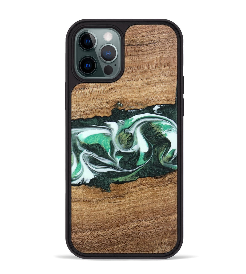 iPhone 12 Pro Max Wood Phone Case - Tarsha (Green, 743619)