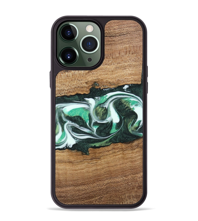 iPhone 13 Pro Max Wood Phone Case - Tarsha (Green, 743619)