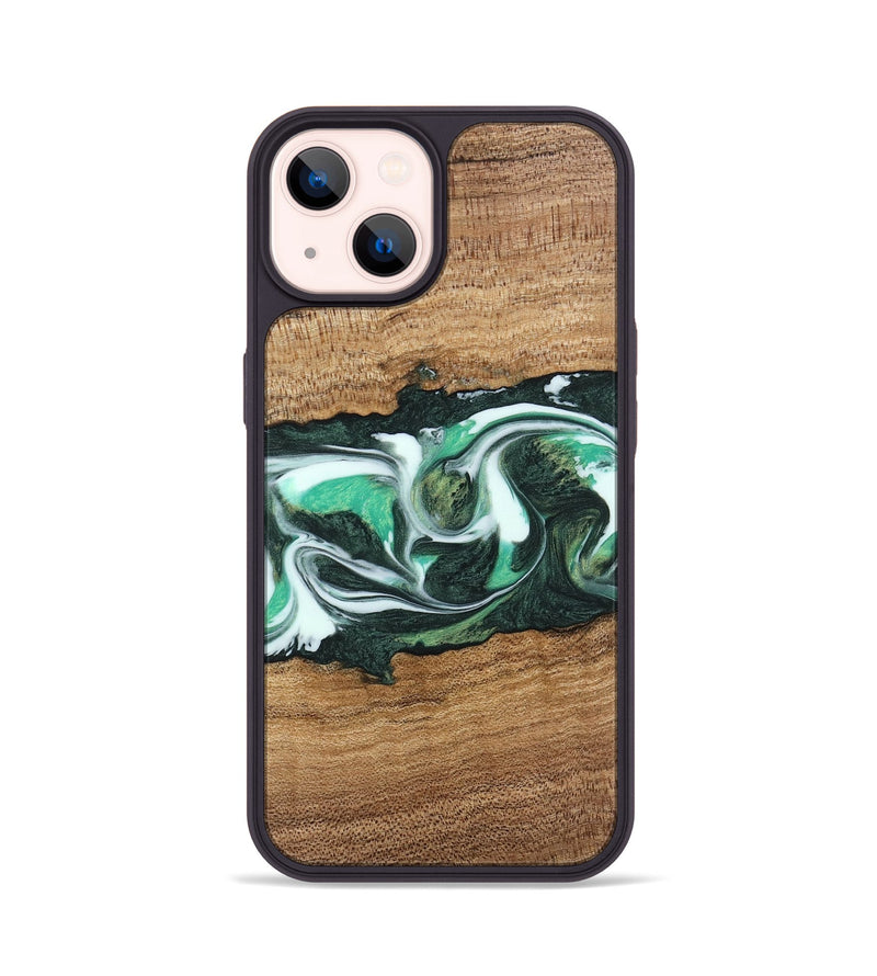 iPhone 14 Wood Phone Case - Tarsha (Green, 743619)