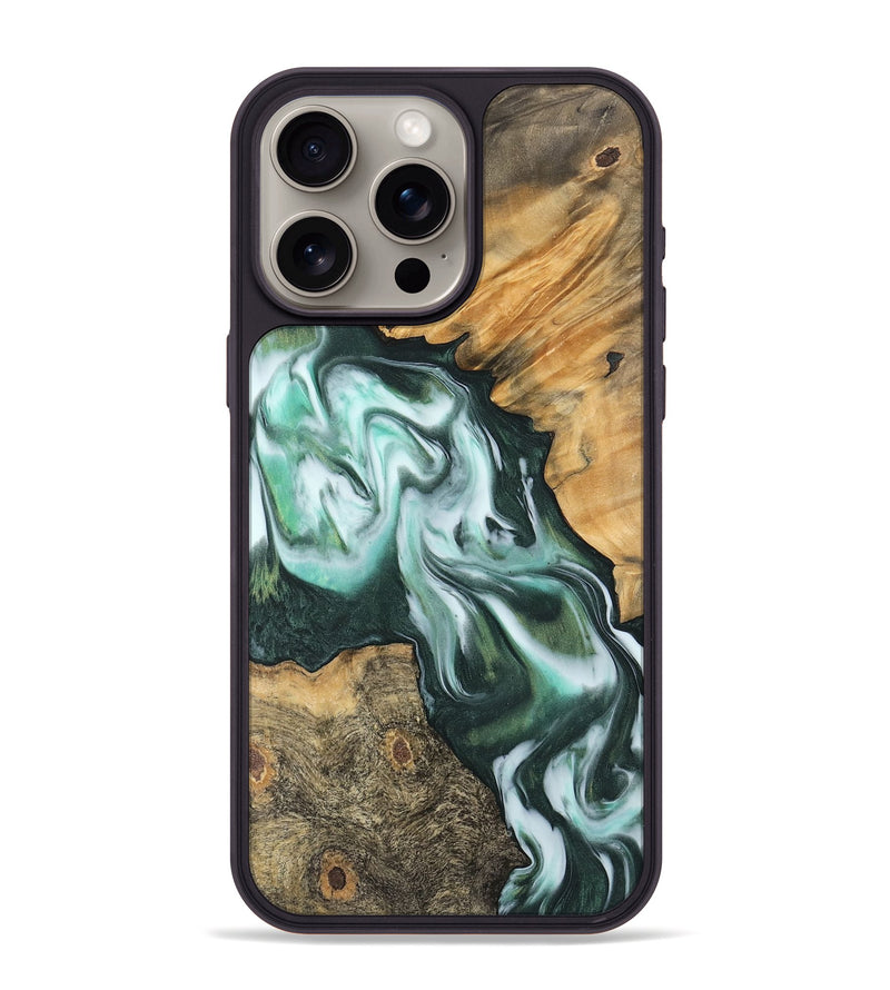 iPhone 15 Pro Max Wood Phone Case - Shanae (Green, 743658)