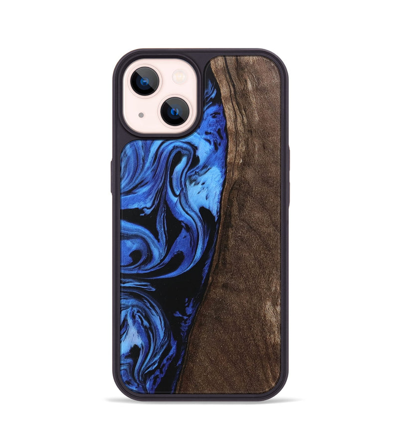 iPhone 14 Wood Phone Case - April (Blue, 743789)