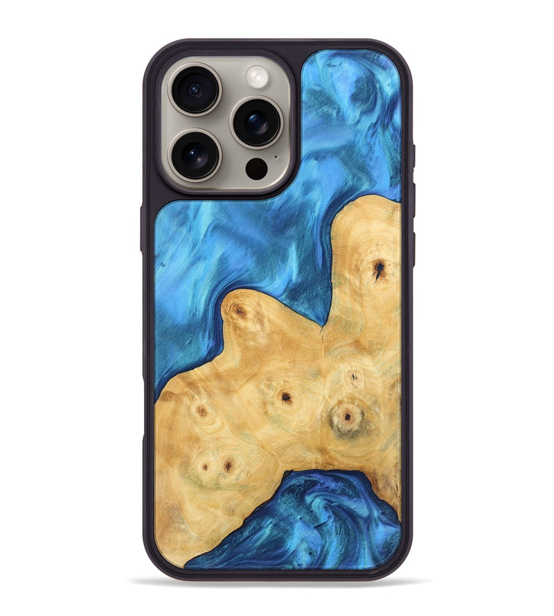 iPhone 16 Pro Max Wood Phone Case - Mart (Blue, 743855)