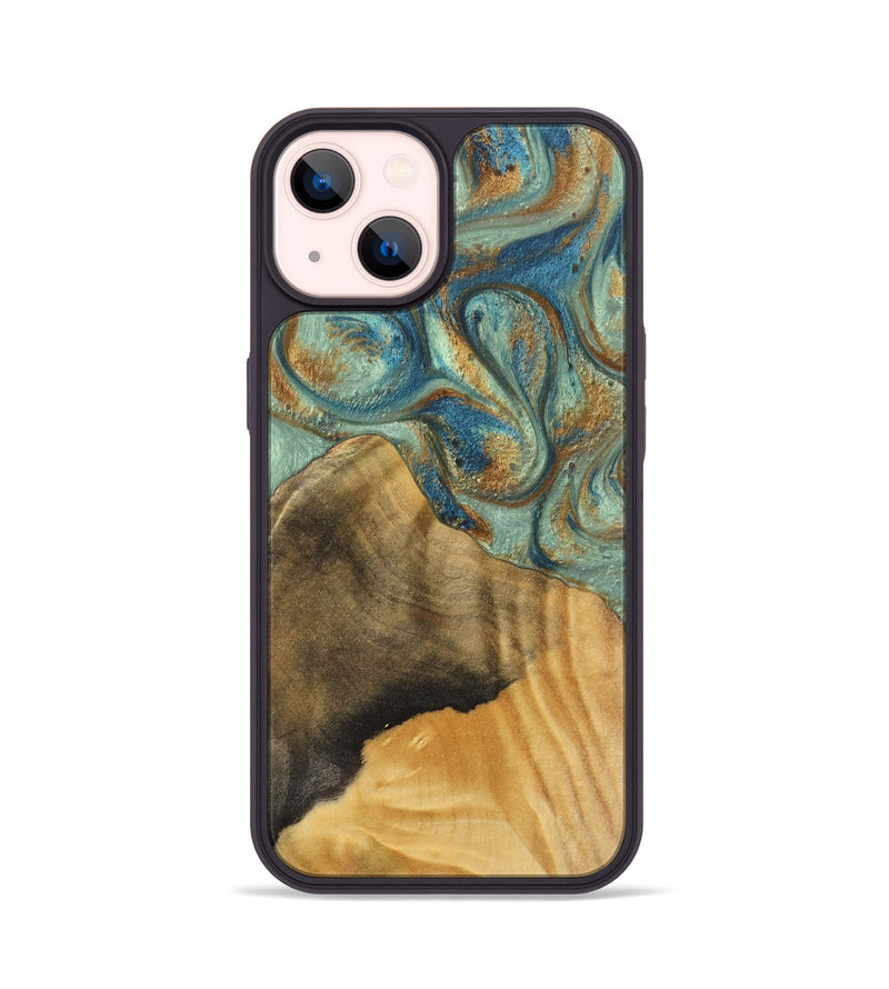 iPhone 14 Wood Phone Case - Walliw (Teal & Gold, 743869)