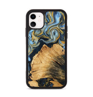 iPhone 11 Wood Phone Case - Lubomyr (Teal & Gold, 743883)