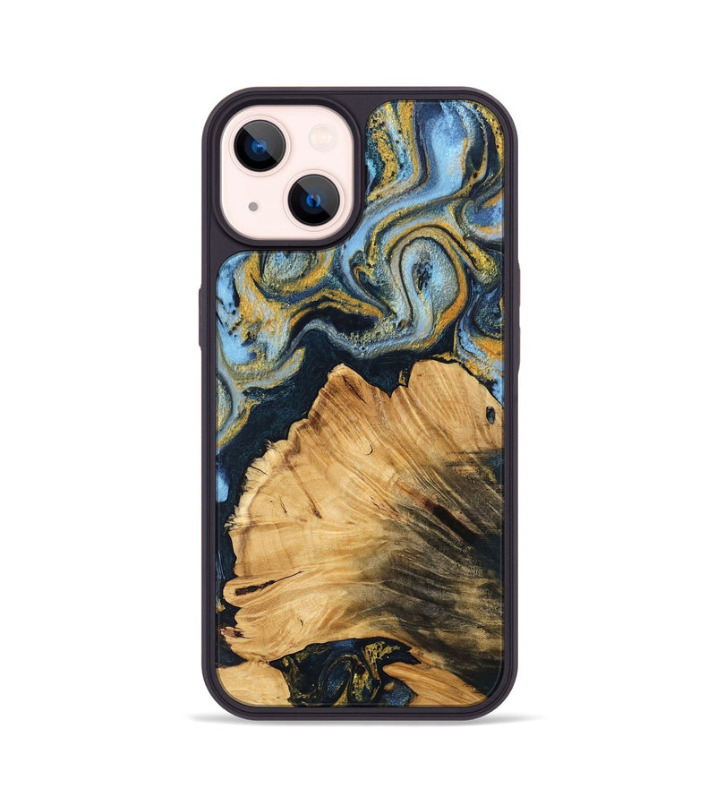 iPhone 14 Wood Phone Case - Lubomyr (Teal & Gold, 743883)