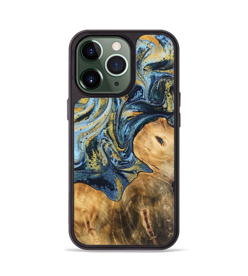 iPhone 13 Pro Wood Phone Case - Babb (Teal & Gold, 743884)