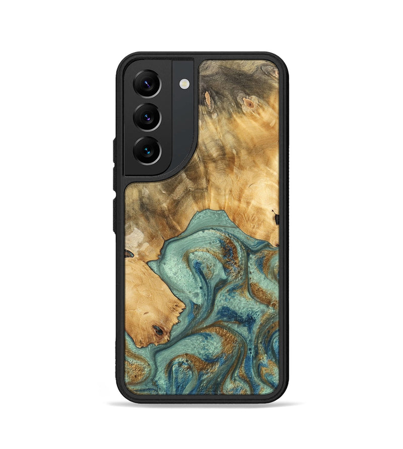 Galaxy S22 Wood Phone Case - Siham (Teal & Gold, 743890)