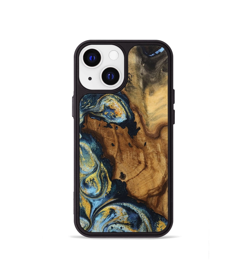 iPhone 13 mini Wood Phone Case - Dawna (Teal & Gold, 743896)