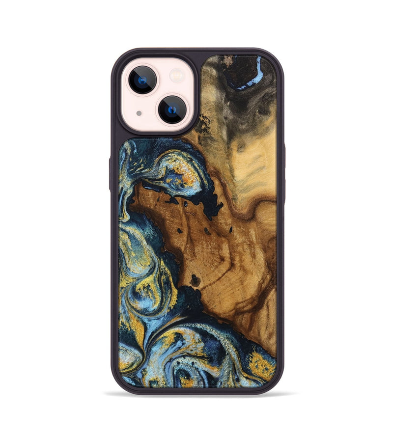 iPhone 14 Wood Phone Case - Dawna (Teal & Gold, 743896)