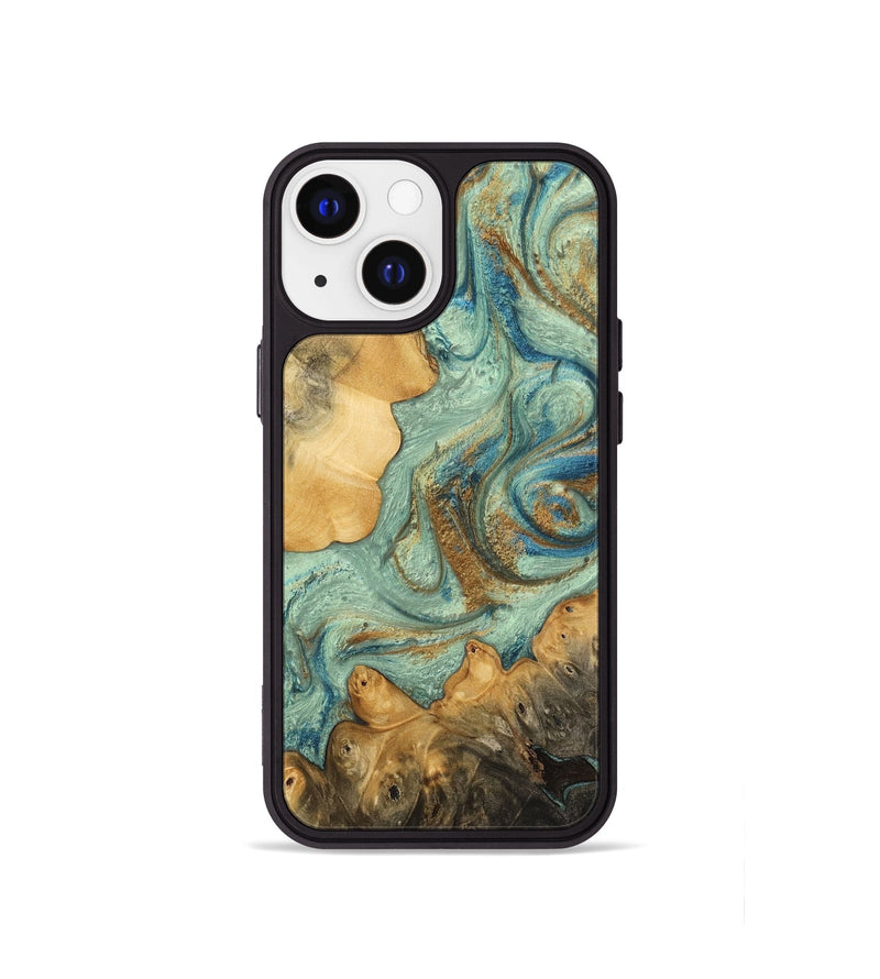 iPhone 13 mini Wood Phone Case - Jace (Teal & Gold, 743912)