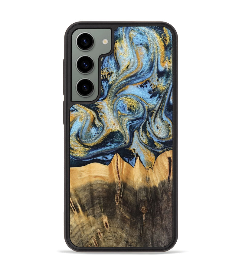 Galaxy S23 Plus Wood Phone Case - Denzil (Teal & Gold, 743916)