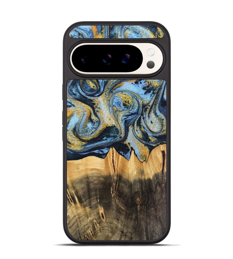 Pixel 9 Wood Phone Case - Denzil (Teal & Gold, 743916)