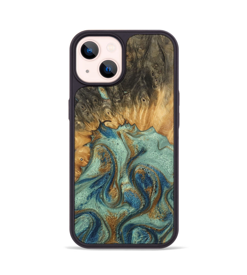 iPhone 14 Wood Phone Case - Leung (Teal & Gold, 743927)