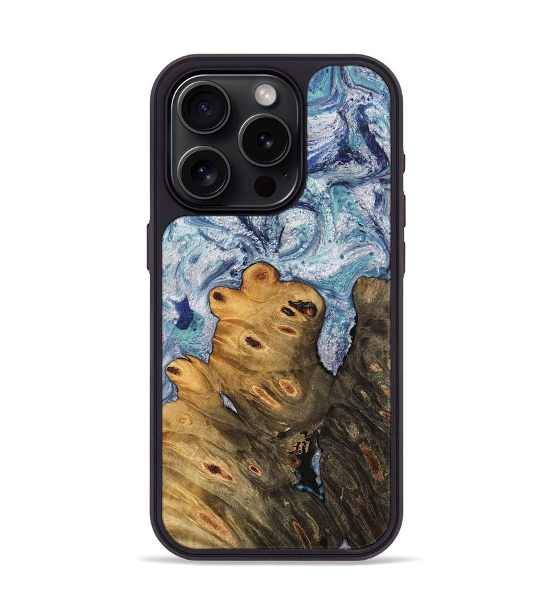 iPhone 15 Pro Wood Phone Case - Ange (Blue, 743929)