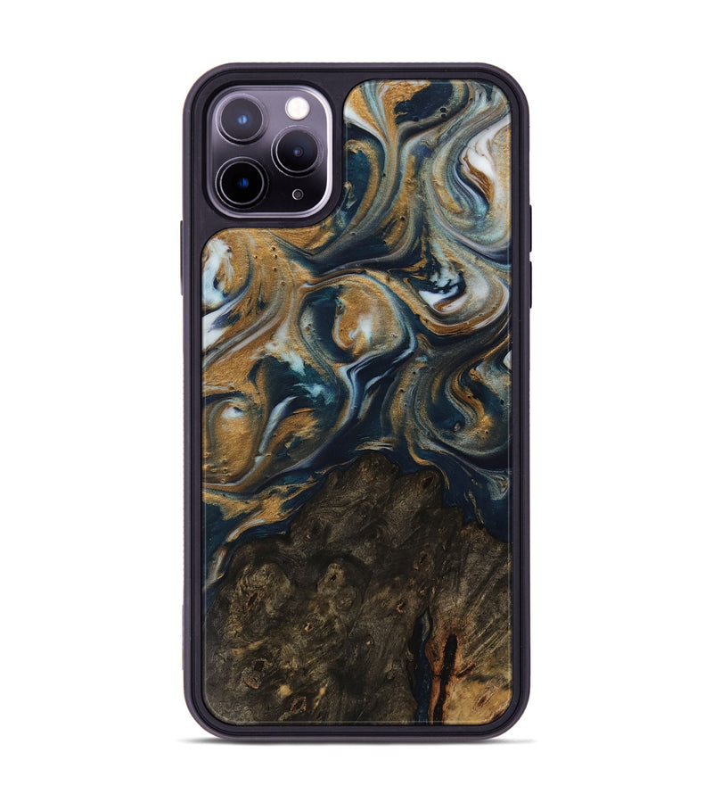 iPhone 11 Pro Max Wood Phone Case - Ruie (Teal & Gold, 743933)