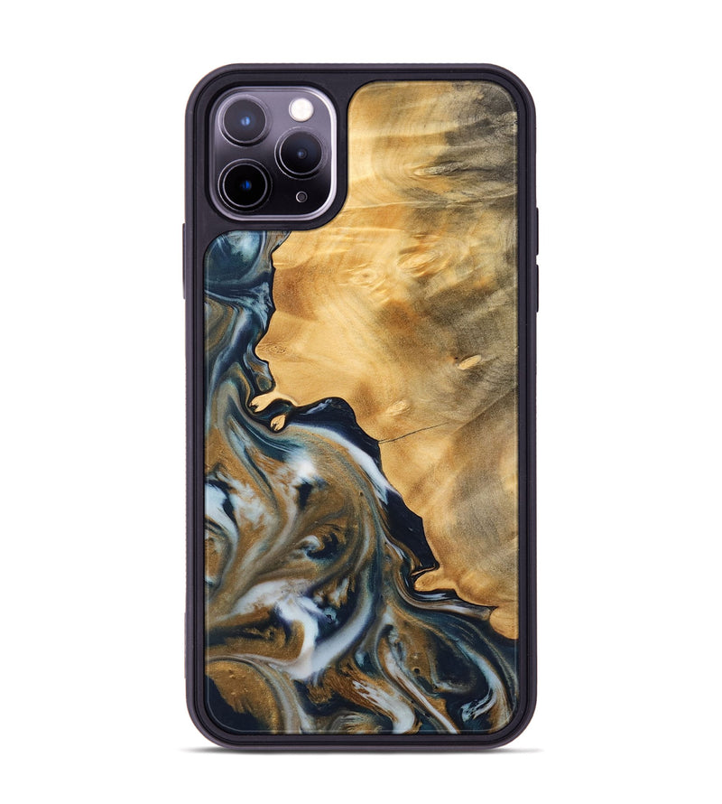 iPhone 11 Pro Max Wood Phone Case - Mella (Teal & Gold, 743939)