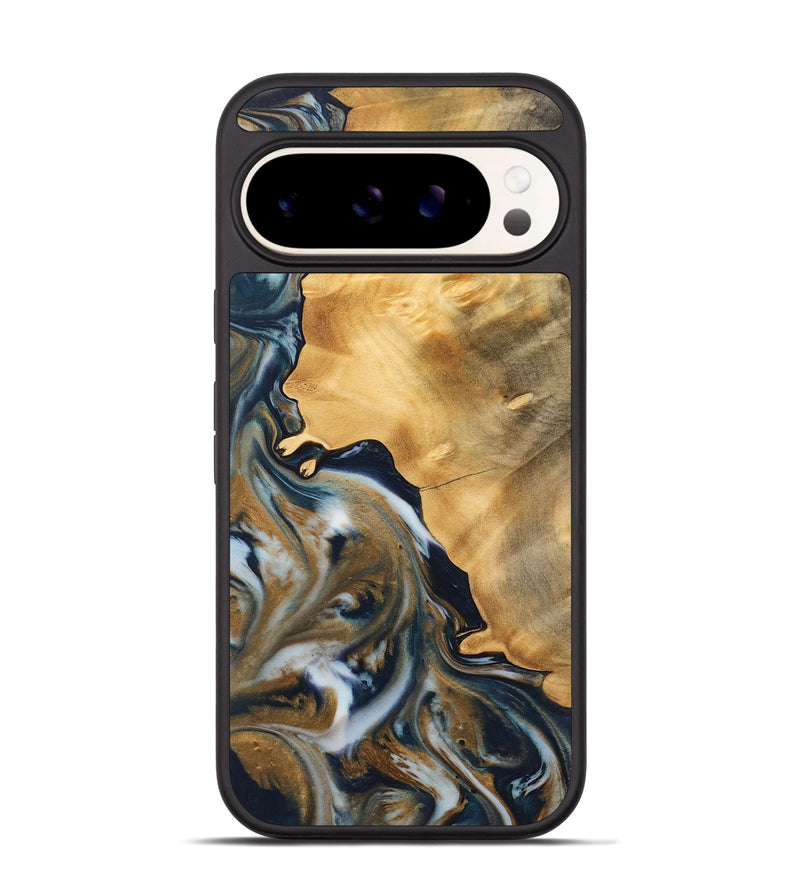 Pixel 9 Wood Phone Case - Mella (Teal & Gold, 743939)