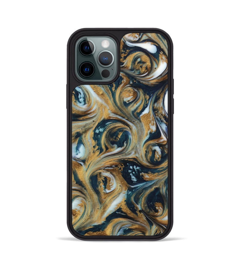 iPhone 12 Pro ResinArt Phone Case - Emalia (Teal & Gold, 743950)