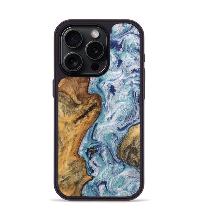 iPhone 15 Pro Wood Phone Case - Milford (Blue, 743991)