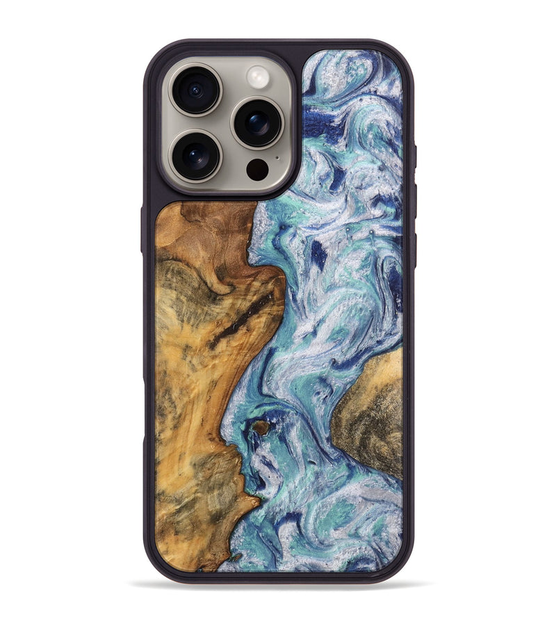 iPhone 16 Pro Max Wood Phone Case - Milford (Blue, 743991)