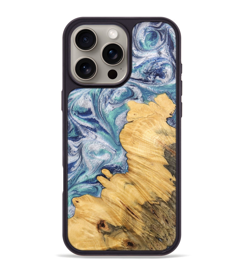 iPhone 16 Pro Max Wood Phone Case - Clay (Blue, 743993)