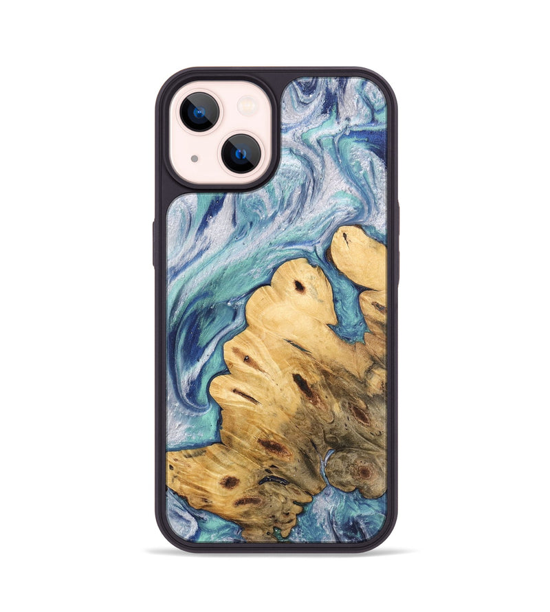 iPhone 14 Wood Phone Case - Myrilla (Blue, 743996)