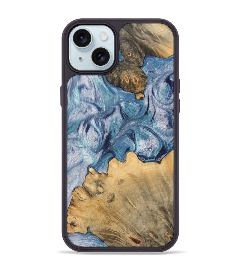 iPhone 15 Plus Wood Phone Case - Sharl (Blue, 743998)