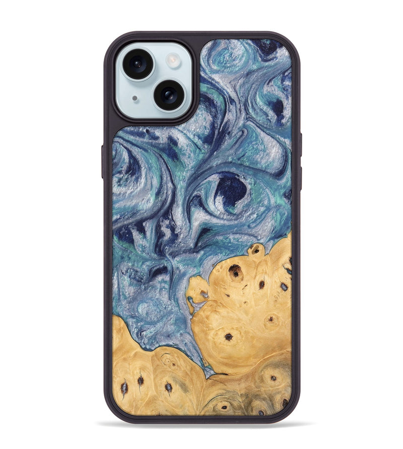 iPhone 15 Plus Wood Phone Case - James (Blue, 744007)