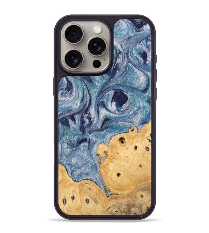 iPhone 16 Pro Max Wood Phone Case - James (Blue, 744007)