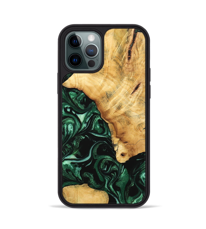 iPhone 12 Pro Wood Phone Case - Penni (Green, 744025)