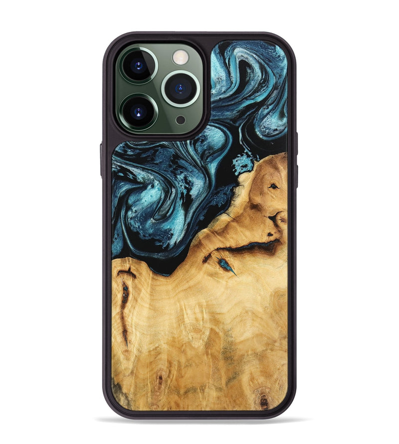 iPhone 13 Pro Max Wood Phone Case - Rosario (Blue, 744026)