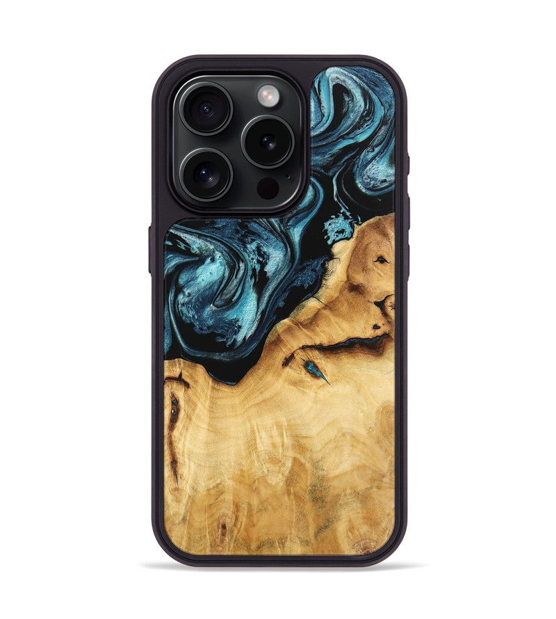 iPhone 15 Pro Wood Phone Case - Rosario (Blue, 744026)