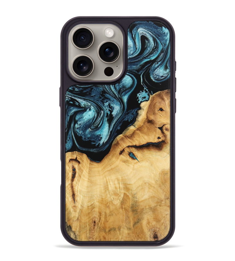 iPhone 16 Pro Max Wood Phone Case - Rosario (Blue, 744026)