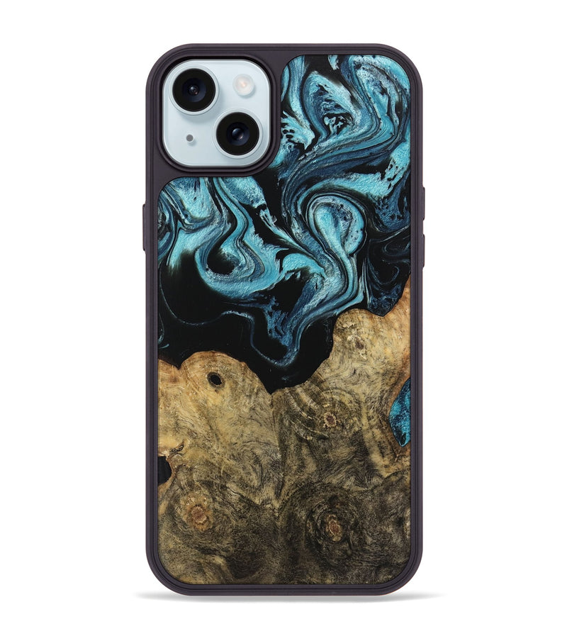 iPhone 15 Plus Wood Phone Case - Callum (Blue, 744035)