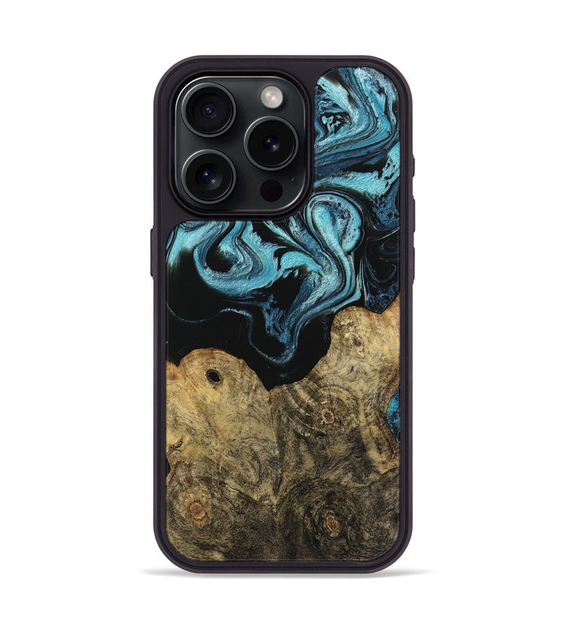 iPhone 15 Pro Wood Phone Case - Callum (Blue, 744035)