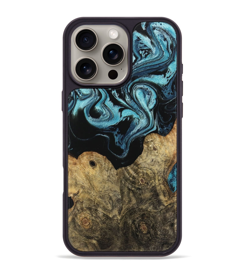 iPhone 16 Pro Max Wood Phone Case - Callum (Blue, 744035)