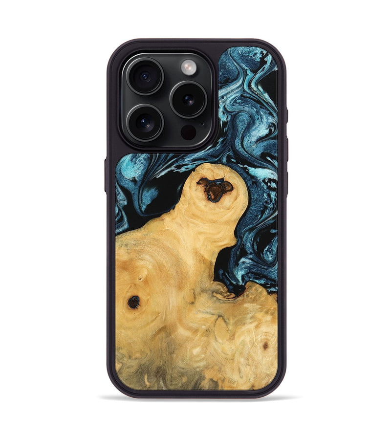 iPhone 15 Pro Wood Phone Case - Djordje (Blue, 744039)