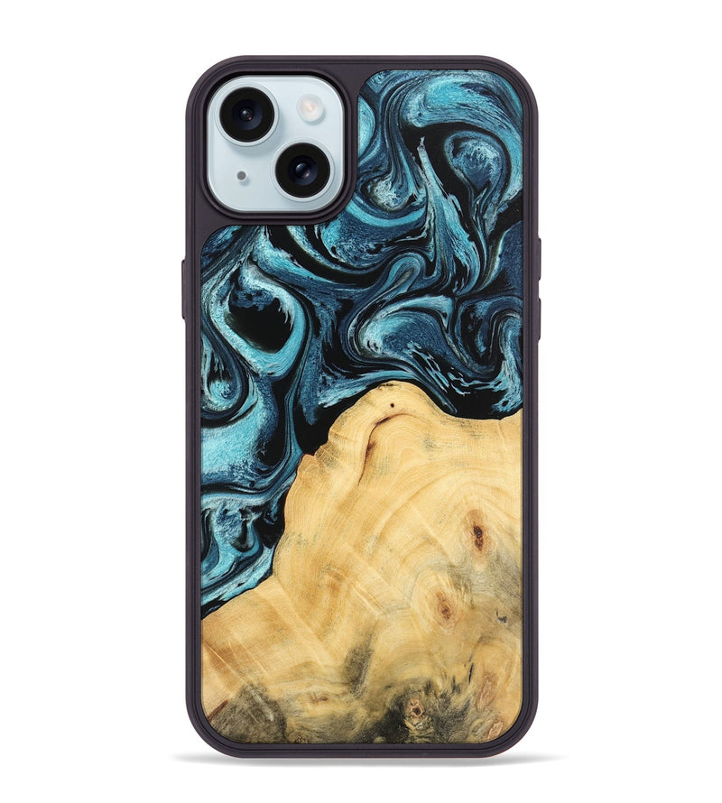 iPhone 15 Plus Wood Phone Case - Pippy (Blue, 744040)