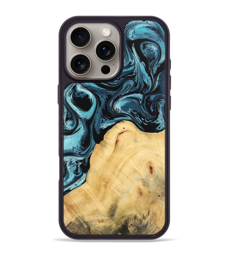 iPhone 16 Pro Max Wood Phone Case - Pippy (Blue, 744040)