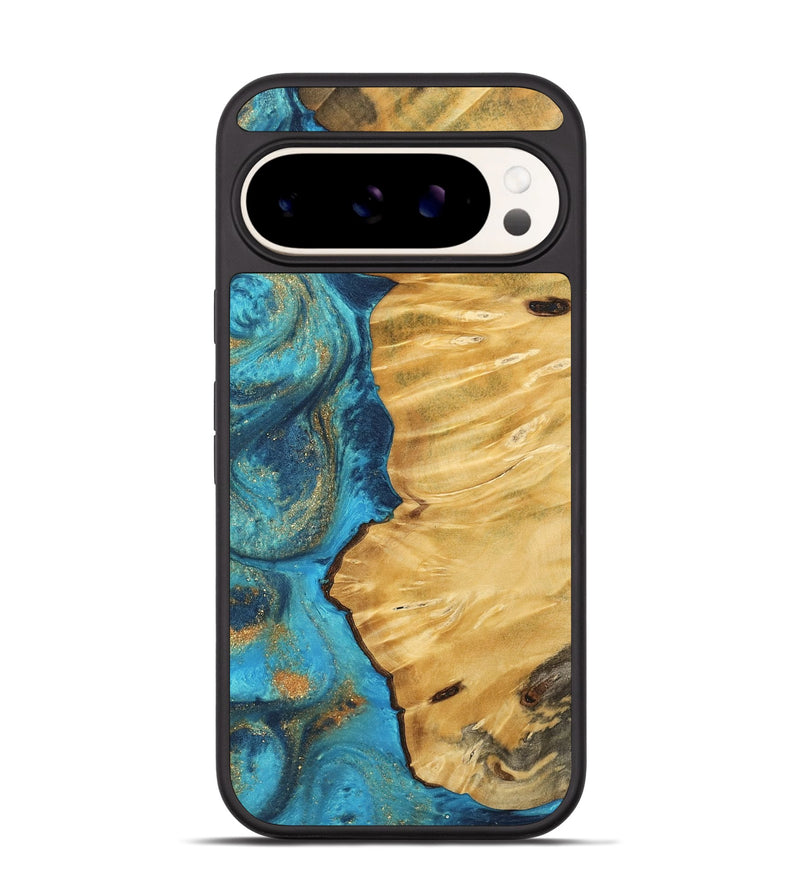 Pixel 9 Wood Phone Case - Gideon (Teal & Gold, 744052)