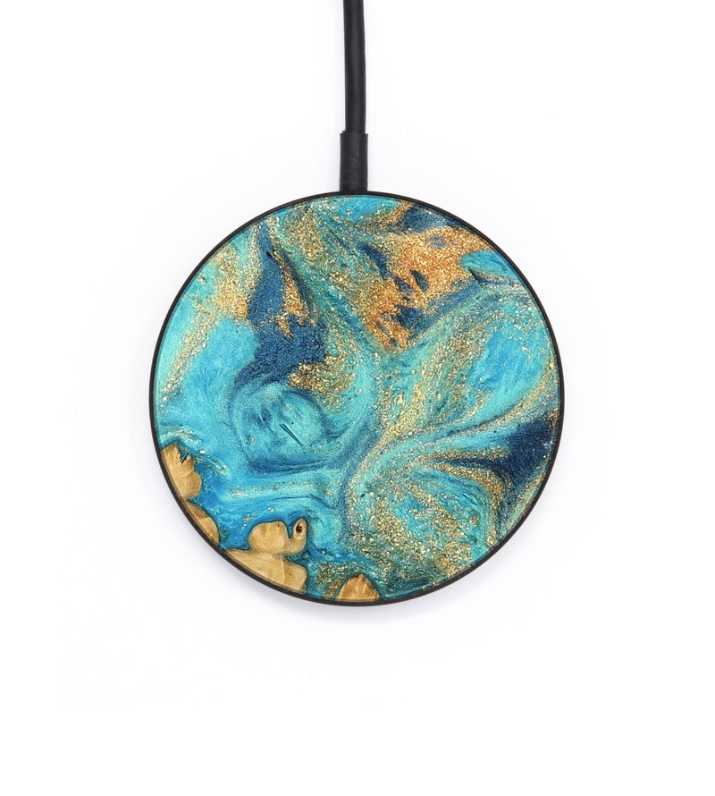 Circle Wood Wireless Charger - Paityn (Teal & Gold, 744058)