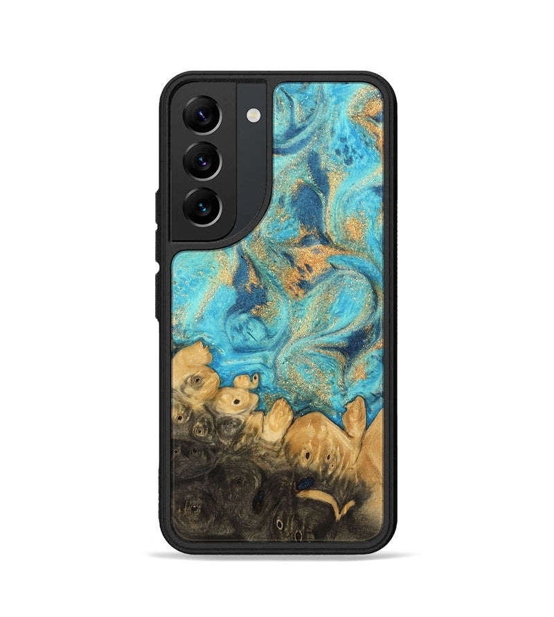 Galaxy S22 Wood Phone Case - Paityn (Teal & Gold, 744058)