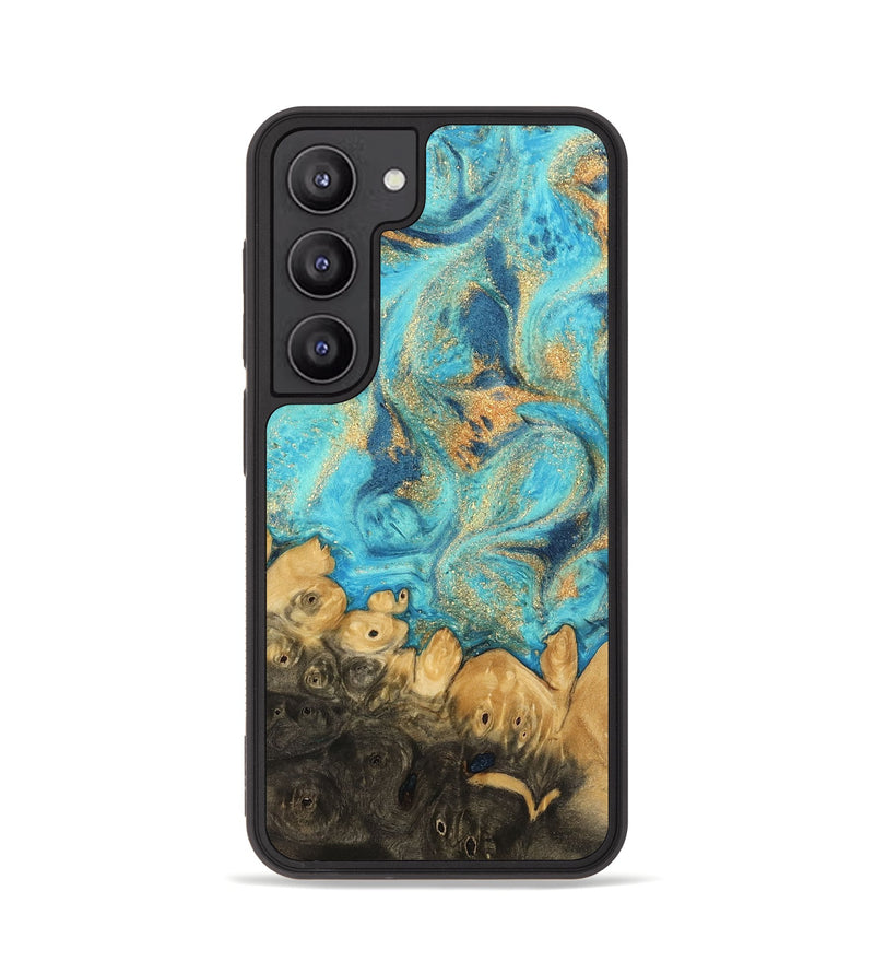 Galaxy S23 Wood Phone Case - Paityn (Teal & Gold, 744058)