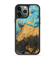 iPhone 13 Pro Max Wood Phone Case - Auro (Teal & Gold, 744059)