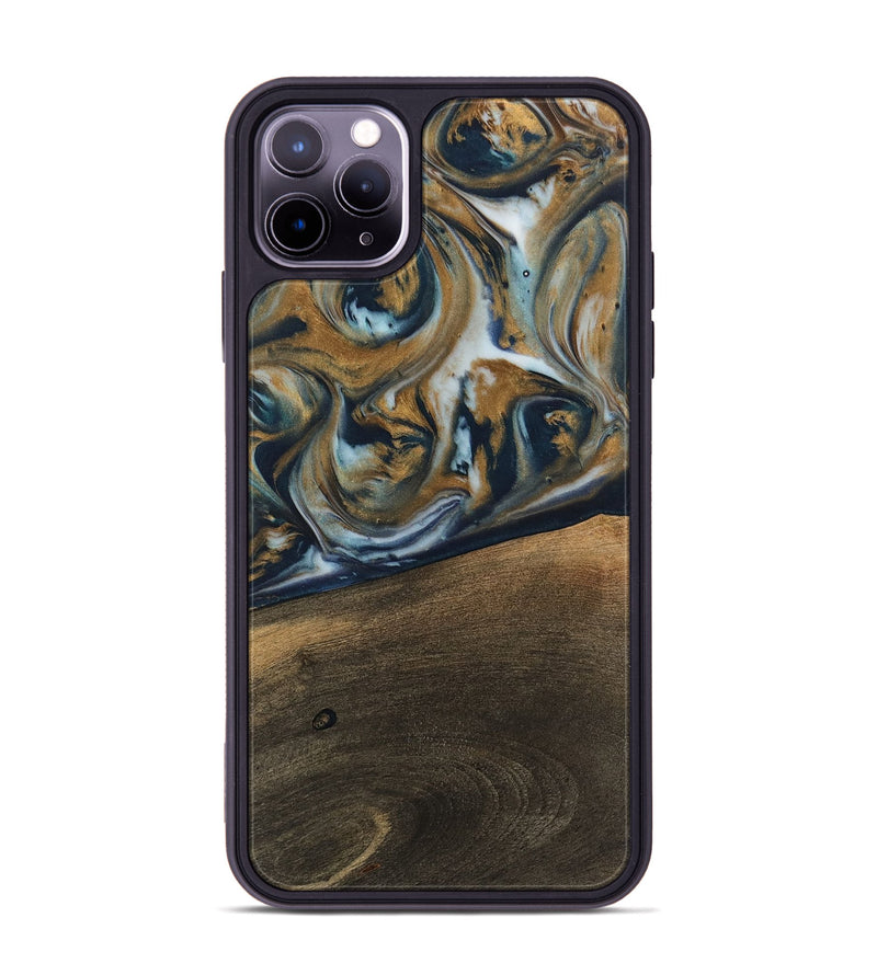 iPhone 11 Pro Max Wood Phone Case - Magen (Teal & Gold, 744075)