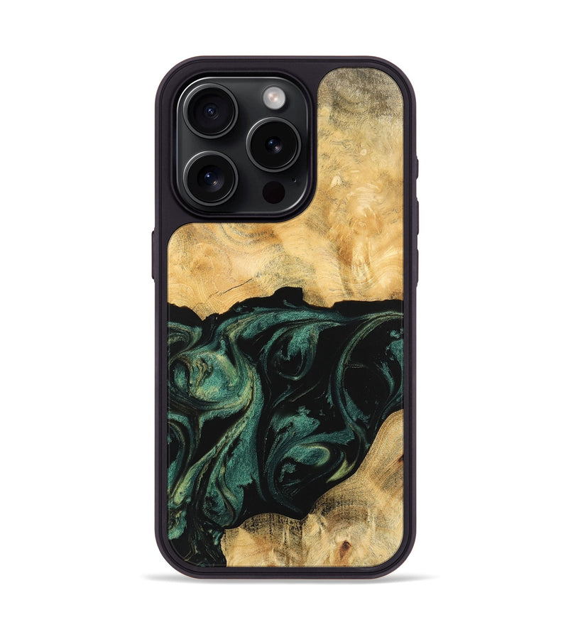 iPhone 15 Pro Wood Phone Case - Jagger (Green, 744077)