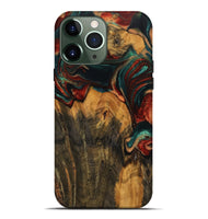 iPhone 13 Pro Max Wood Live Edge Phone Case - Hanja (Teal & Gold, 744087)