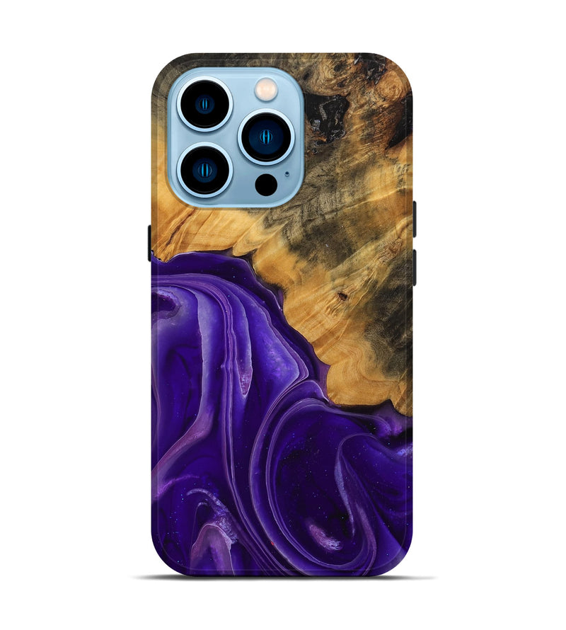 iPhone 14 Pro Wood Live Edge Phone Case - Emilda (Purple, 744094)