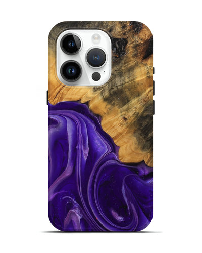 iPhone 15 Pro Wood Live Edge Phone Case - Emilda (Purple, 744094)